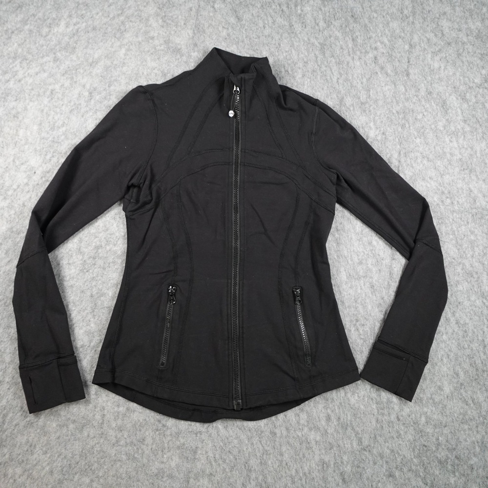 Lululemon Jacket Women 8‎ Black Define Full Zip Mock Neck Thumbholes Activewear